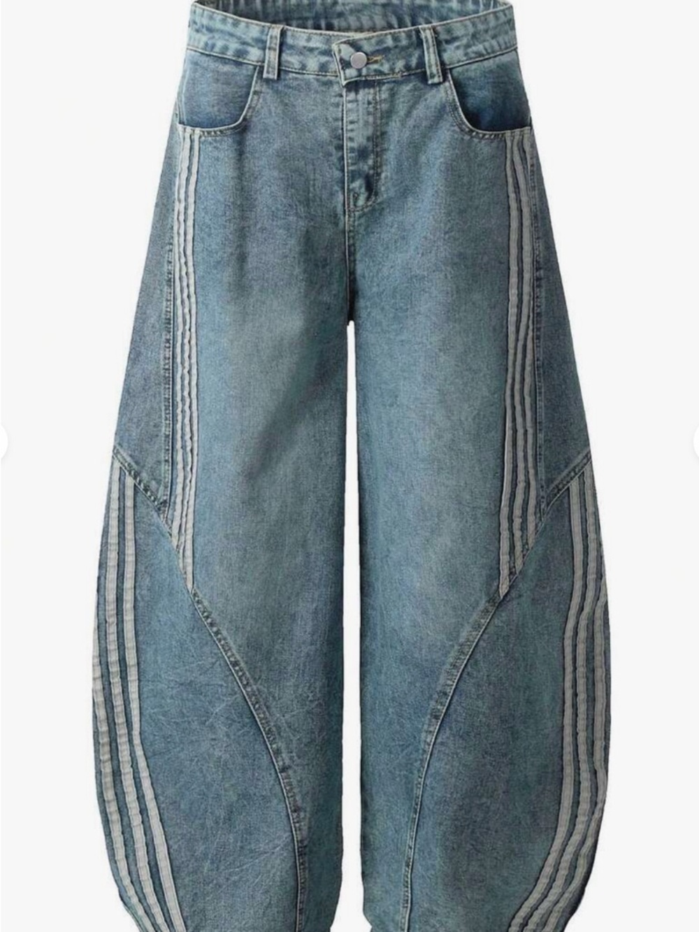 SHEIN Light Blue Panelled Wide-Leg Denim Jeans